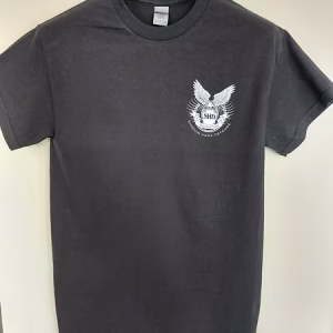 t-shirt with Shadow Hawk Defense logo over chest